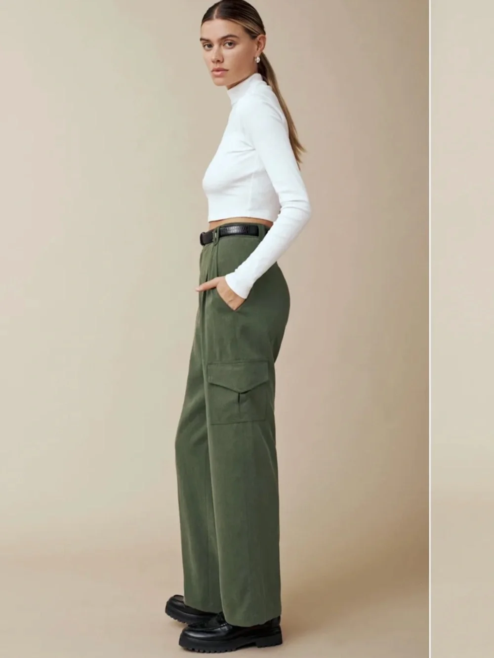 NWT REFORMATION Jackson Cargo Pant Size 10 Straight-Leg Fern Green ~ $198 - Picture 2 of 14